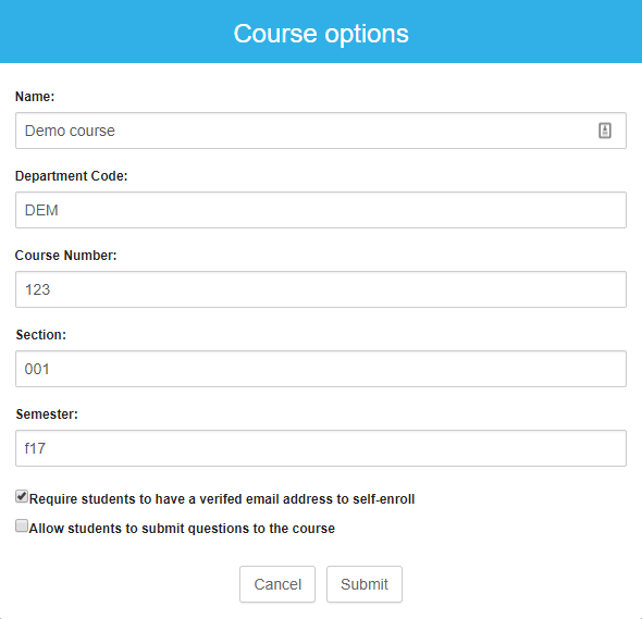 Course Options
